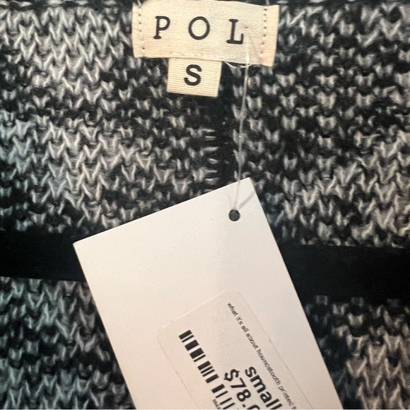 POL What it’s all About Houndstooth Sweater Hoodie NWT SZ Small Soft Fuzzy Boxy - Picture 2 of 16